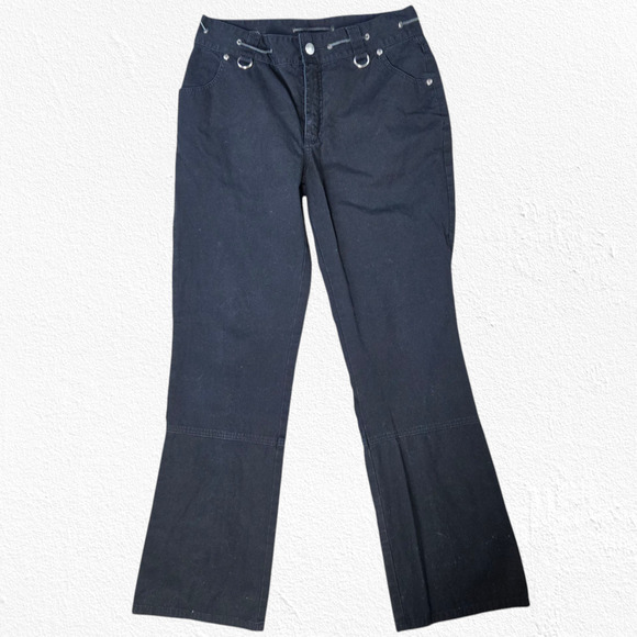 Harley-Davidson Black Rose Embroidered Ankle Zip Motorcycle Riding Pants Size 30 - Picture 3 of 9